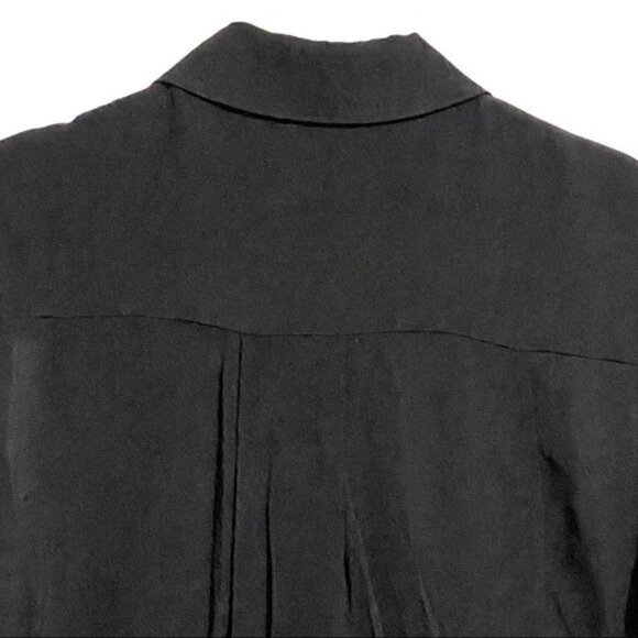 Vince tuxedo style black chiffon blouse with pintuck/pleats, size 2 - Picture 5 of 8